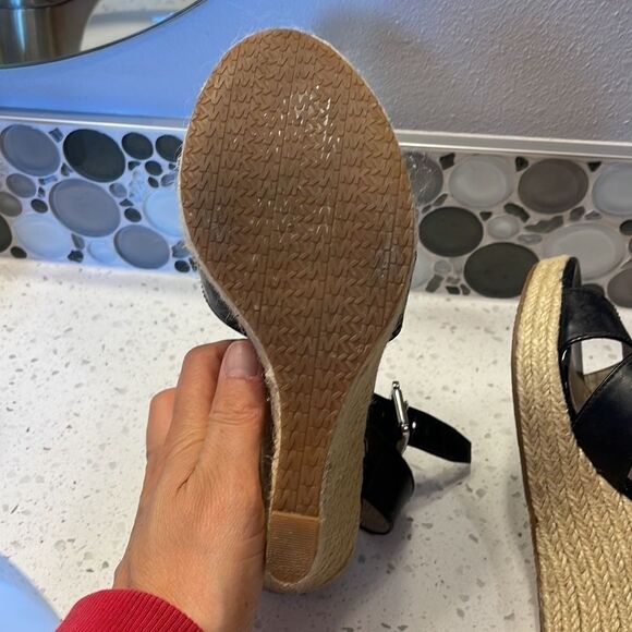 MICHAEL Michael Kors woman’s black open toe wedge sandals - Picture 10 of 11